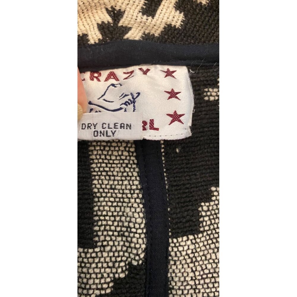 Vintage Crazy Cowgirl Black & Cream Cropped Jacket Tribal Pattern Large - Picture 4 of 8